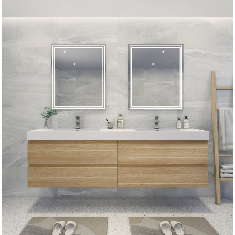 Latitude Run® Carnley 84" WallMounted Double Bathroom Vanity Set